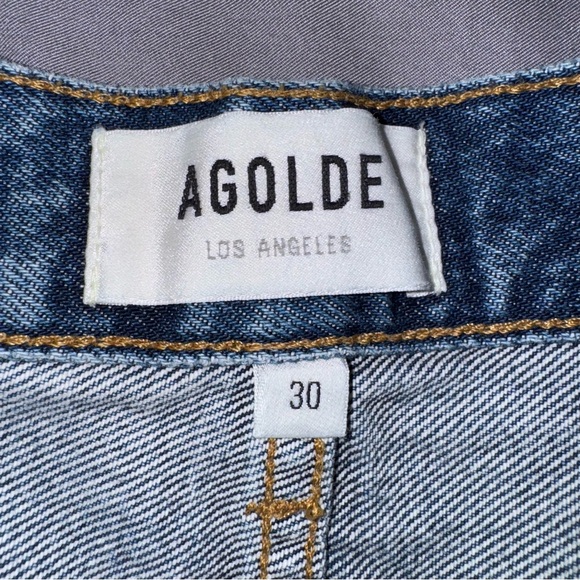 Agolde Dee high rise denim Jean Shorts rolled raw hem size 30 90’s vintage wash - Picture 10 of 13